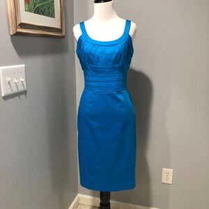 Calvin Klein Turquoise Blue Sheath Fitted Cotton Dress Size 8